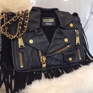 Moschino Large Fringe Moto Jacket Bag